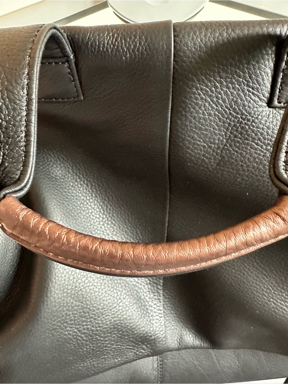 Black Leather Tote with Branded Beige Lining - Picture 10 of 12